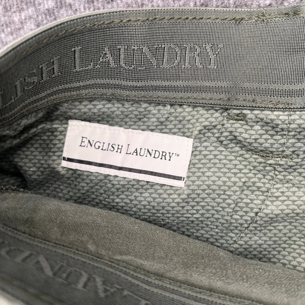 English Laundry Mens 5-Pocket Straight Leg 32 Pants Olive Green‎ Stretch Chino